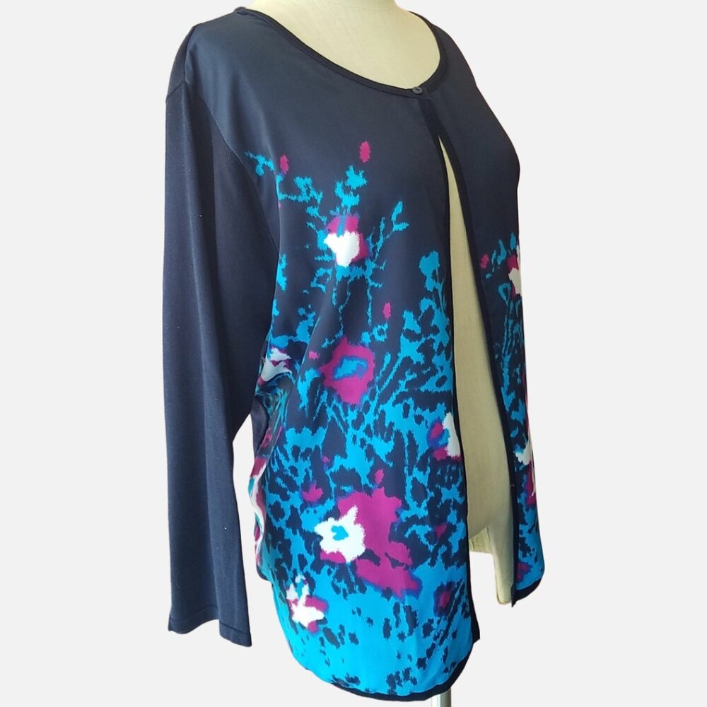 Investments II Plus Size Abstract Floral-Print Cardigan - 2X - Picture 5 of 10